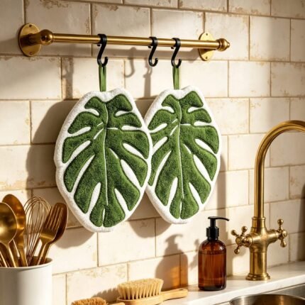 Monstera Leaf Hanging Bathroom & Kitchen Towel